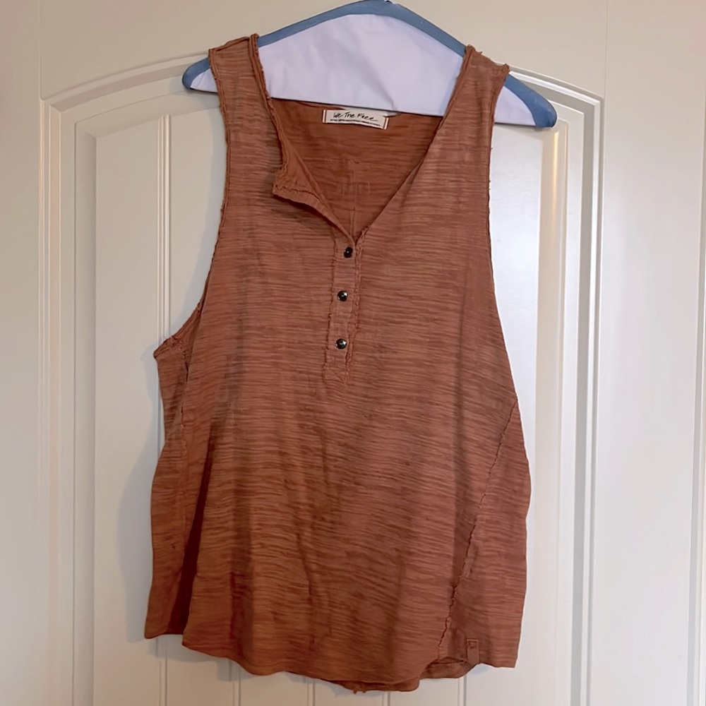 Free People Coral Henley Tank